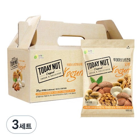 투데이넛 너트한줌 요거트 견과 선물세트 30p, 600g, 3개