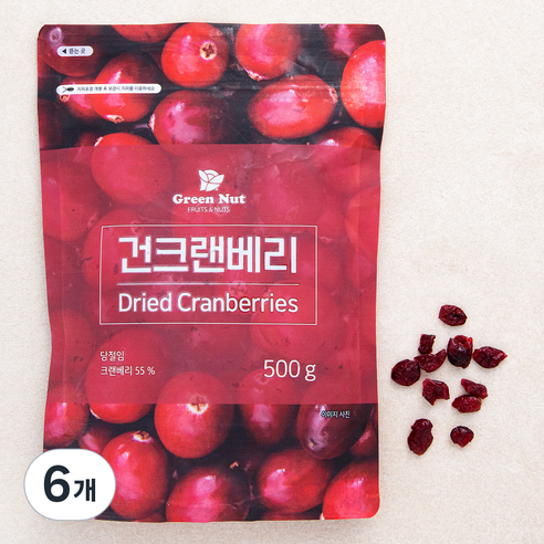 그린너트 건크랜베리, 500g, 6개