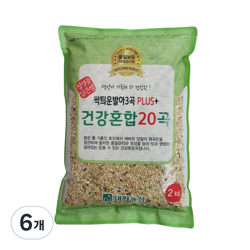 대한농산 싹틔운 발아3곡 플러스 건강혼합 20곡, 2kg, 6개