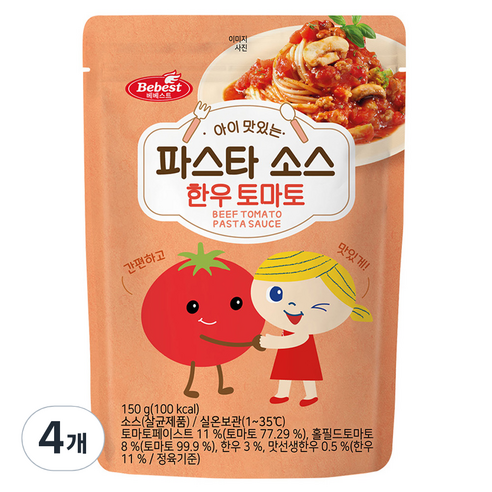 베베스트 아이 맛있는 파스타 소스 한우 토마토, 4개, 150g