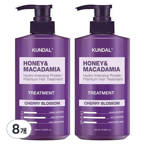 쿤달 허니 앤 마카다미아 헤어 트리트먼트 체리블라썸향, 500ml, 8개