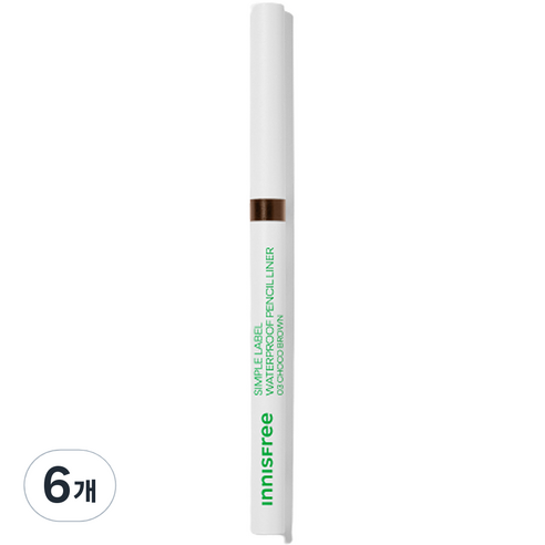 이니스프리 심플라벨 워터프루프 펜슬라이너 0.1g, 3 초코 브라운, 6개