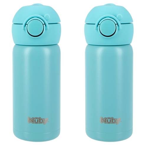 누비 스텐 원터치 물병2 300ml, 베리블루, 2개