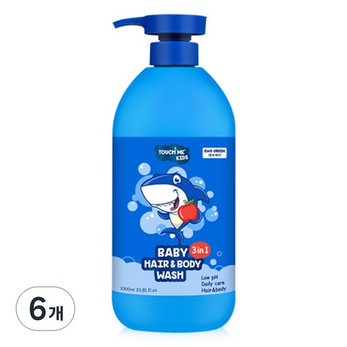터치미 헤어&바디 베이비 올인원클렌저 대용량 사과향, 1000ml, 6개