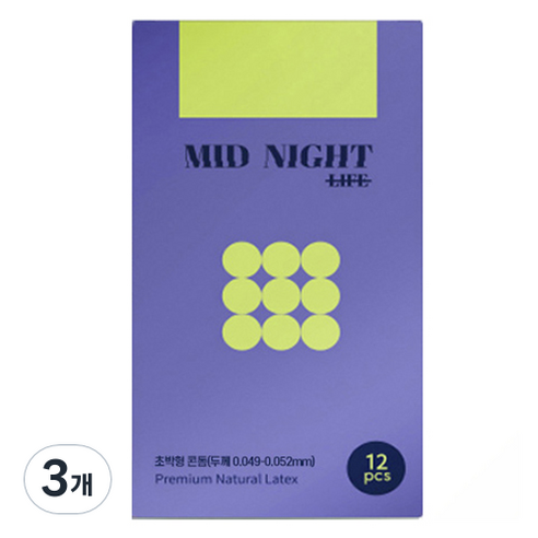 MDNT 미드나잇 라이프 콘돔, 3개, 12개입