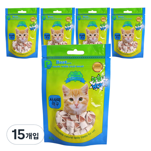 캣몽 고양이용 간식 사사미대구 닭 40g, 사사미, 15개