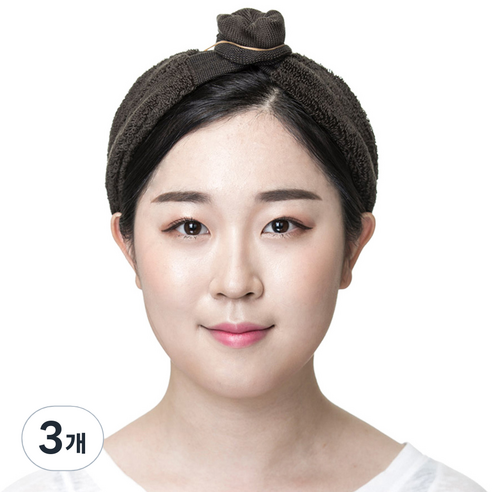 에어라파 셀프 홈 케어 고급형 헤어 터번 밴드, 브라운, 3개