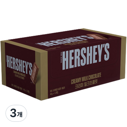 롯데제과 허쉬 크리미 밀크 초콜릿, 480g, 3개