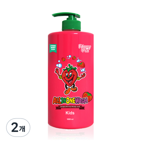 퍼니피아 키즈 올인원클렌저 딸기, 1000ml, 2개