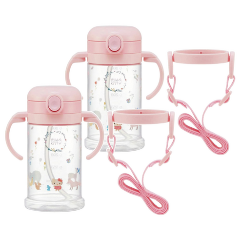스케이터 양손 원터치 빨대물통 370ml, 헬로키티, 2개