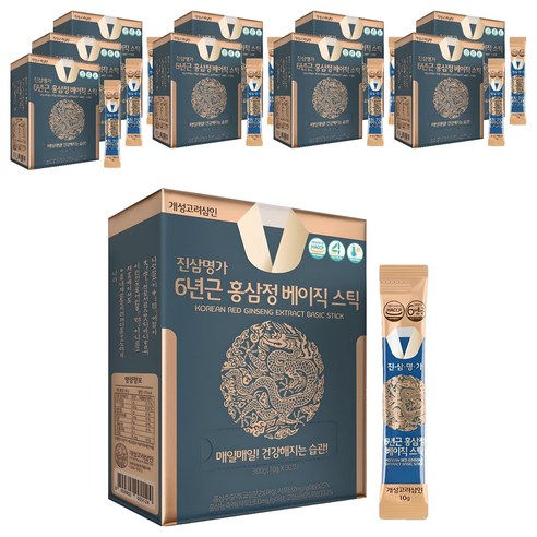 개성고려삼인 진삼명가 6년근 홍삼정 베이직 스틱, 300g, 10개