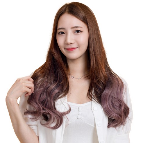 준 투컬러 웨이브 붙임머리 50cm 130g, 라이트 + 애쉬핑크, 1개