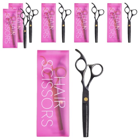 넬릭 스타일컷 엣지 미용 가위 숱형, 6개, 메탈 블랙