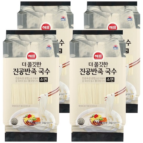 해표 더쫄깃한 진공반죽 국수, 4개, 3kg