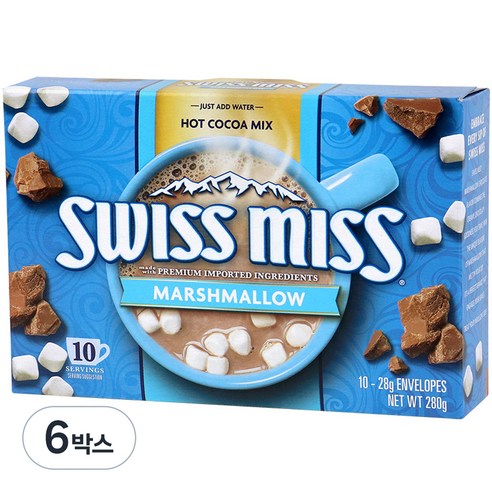 스위스미스 마시멜로 핫코코아 믹스, 28g, 10개입, 6박스
