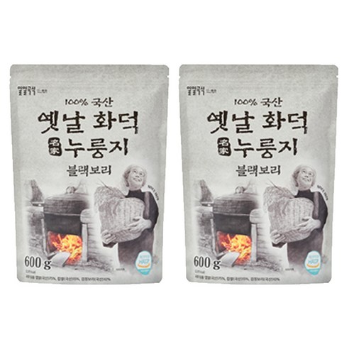 일일곡식 옛날 화덕 누룽지 블랙보리, 600g, 2개