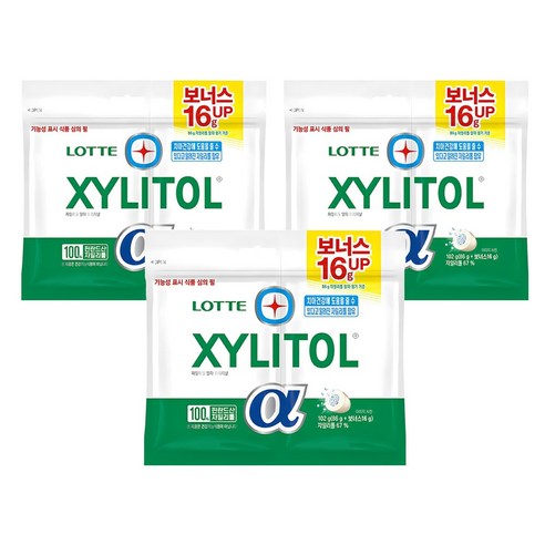 롯데자일리톨 알파 오리지날 리필, 102g, 3개