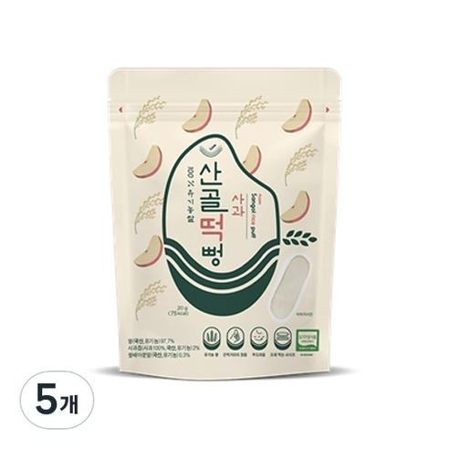 에코맘의산골이유식 산골떡뻥, 사과맛, 20g, 5개
