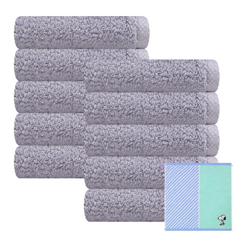 송월타월 블랙라벨 타올 180g 40수 코마사 10p + 송월 캐릭터 고리수건 랜덤발송, 회색, 1세트