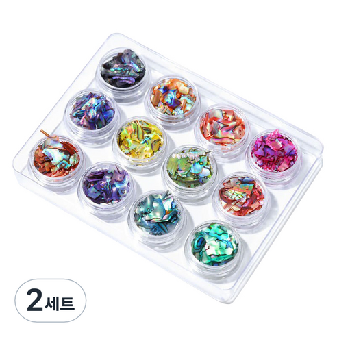 스위스녹스 자개 글리터 네일 파츠 12종 세트, 2세트, 01