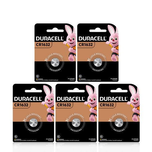듀라셀 코인 리튬 건전지 CR1632, 1개입, 5개