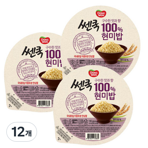 동원 쎈쿡 100% 현미 즉석밥, 195g, 12개