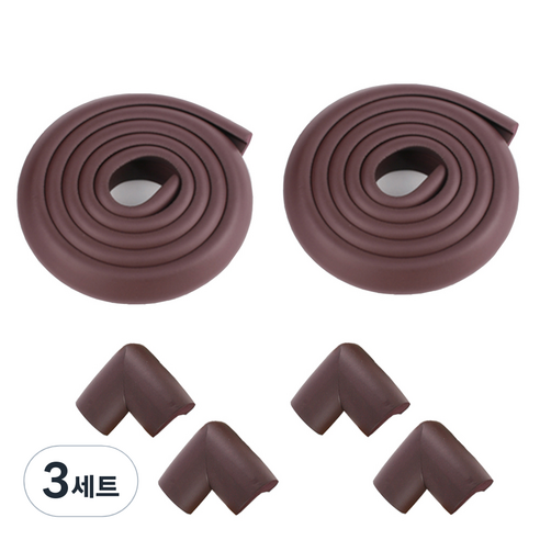 ECOM 모서리 보호대 고급 2p + 코너 보호대 4p 세트, 3세트, 다크월넛