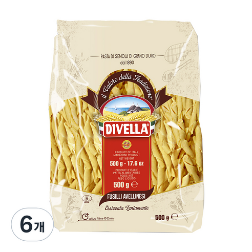 디벨라 푸질리 아벨리네시 파스타, 500g, 6개