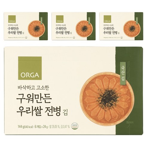 ORGA 구워만든 우리쌀 전병 144g, 4개, 김맛