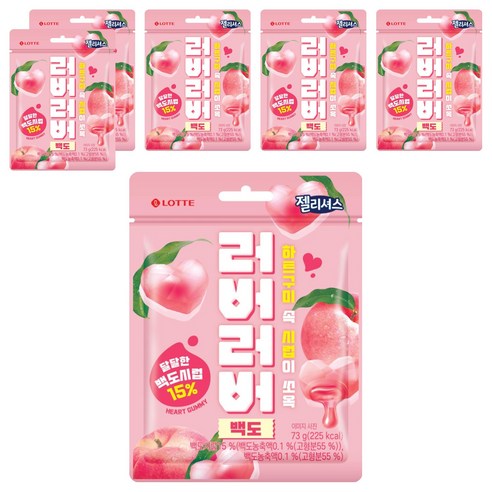 롯데웰푸드_젤리셔스 러버러버 백도, 73g, 6개
