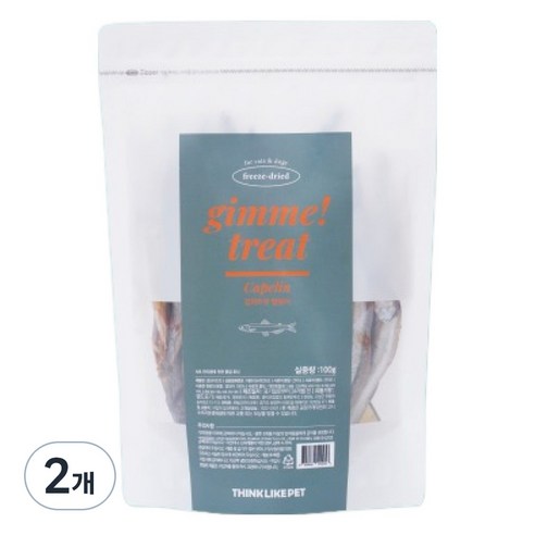 씽크라이크펫 반려동물 김미트릿 동결건조간식, 열빙어, 100g, 2개