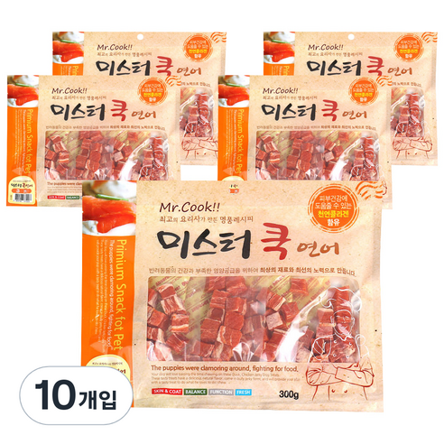 강아지 미스터쿡 큐브 져키, 연어, 300g, 10개