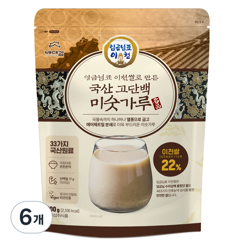 배대감 임금님표 이천쌀로 만든 국산 고단백 미숫가루, 500g, 6개