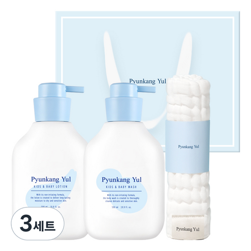 편강율 키즈앤베이비라인 로션 590ml + 워시 590ml + 거즈 세트, 3세트