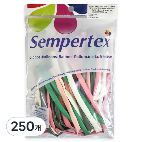 셈퍼텍스 요술풍선 260S, 랜덤발송(화이트, 파스텔메이트 핑크, 핑크, 그린, 유칼립투스), 250개