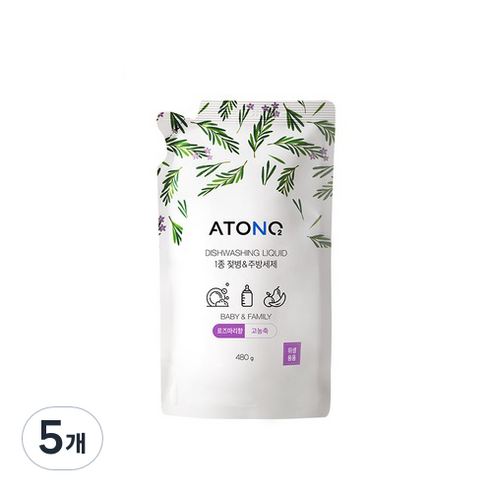 아토앤오투 1종 젖병 & 주방세제 리필 로즈마리향, 480g, 5개