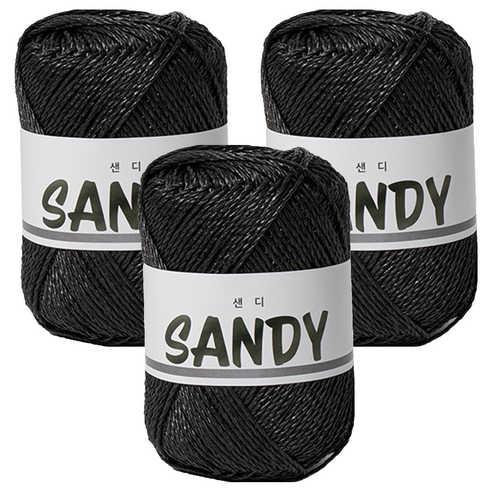 yarna 샌디 뜨개실 50g, 7 블랙, 3개