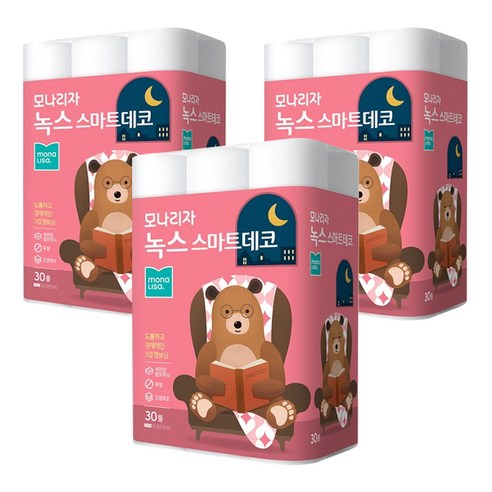 모나리자 녹스 스마트데코 3겹 엠보싱 화장지 27m, 3팩, 30롤