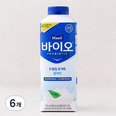 매일바이오 드링킹 플레인 요구르트, 750ml, 6개