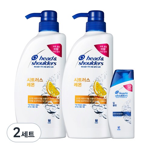 헤드앤숄더 시트러스 레몬 샴푸 750ml x 2p + 딥클린 샴푸 90ml, 2세트