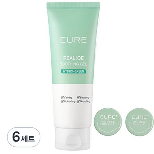 김정문알로에 큐어 알로에 수딩젤 150ml + 2x 크림 2p, 6세트