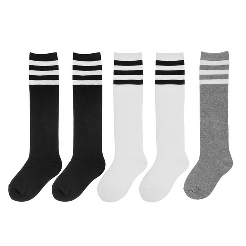 베이스알파 키즈 아동용 베이직 무릎 스타킹 5종 세트 블랙2+아이보리2+그레이1