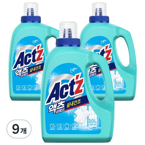 액츠 퍼펙트 실내건조 세탁세제 드럼, 3.2L, 9개