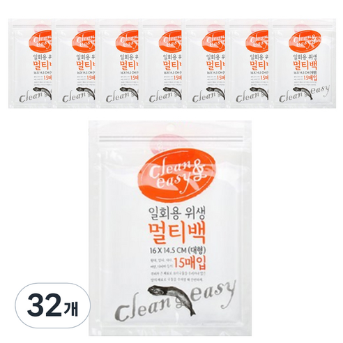 유하우스 일회용 위생 멀티백, 대(L), 15개입, 32개