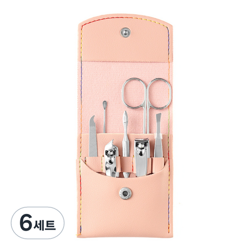 타니 똑딱이 포켓 손톱깍이 세트, 핑크, 6세트