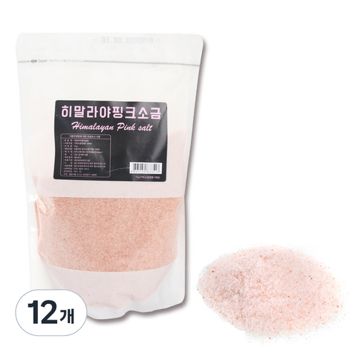 히말라야 핑크솔트 핑크소금 얇은입자 그레뉼, 1kg, 12개