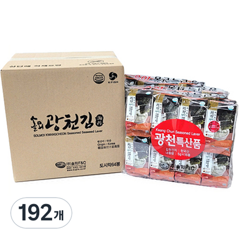솔뫼광천 웰빙 도시락김, 5g, 192개
