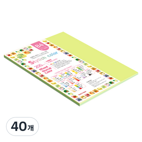 종이문화 SN 스타일리쉬 노멀 두꺼운 혼합색지 205g 05 Green Tone, 40개, B4
