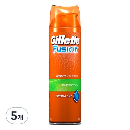 질레트 퓨젼 하이드라 센서티브 스킨 쉐이빙 젤, 195g, 5개