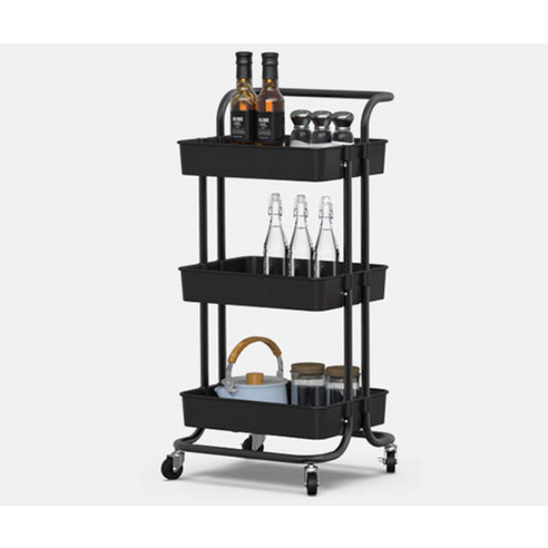 리벤스 이동식 다용도 핸드 트롤리 3단, 메탈블랙